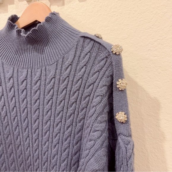 En Saison Bettany Mini Cable Knit Sweater Dress in Blue NWT Size Small - Picture 5 of 7